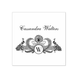 Oude Pauw Monogram Naam Beginletters Rubberstempel