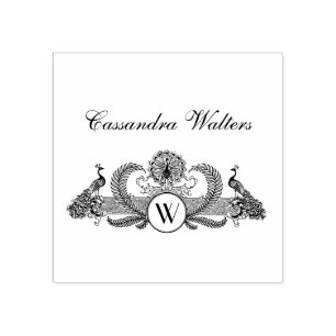 Oude Pauw Monogram Naam Beginletters Rubberstempel
