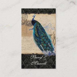 Oude Peacock Vintage Wedding Receptie Favorieten Informatiekaartje