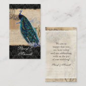Oude Peacock Vintage Wedding Receptie Favorieten Informatiekaartje (Voorkant / Achterkant)