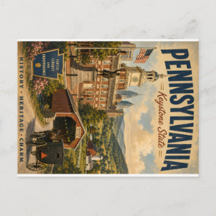 Oude Pennsylvania Keystone State Schitterende Post Feestdagenkaart