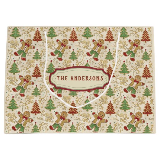 Oude peperkoekman & kerstbomen op maat groot cadeauzakje (Voorkant)
