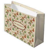 Oude peperkoekman & kerstbomen op maat groot cadeauzakje (Voorkant Gekanteld)