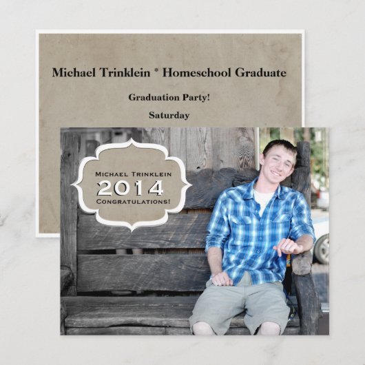 Oude Pergament Foto Afstudeer Uitnodiging (Voorkant / Achterkant)