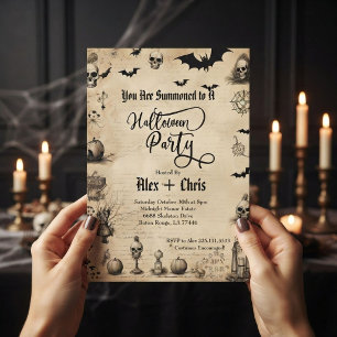 Oude Pergament Volwassenen Gotisch Halloween Feest Kaart
