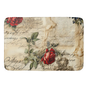 Oude Pergamenten Liebesbrief met Bloemen Badmat