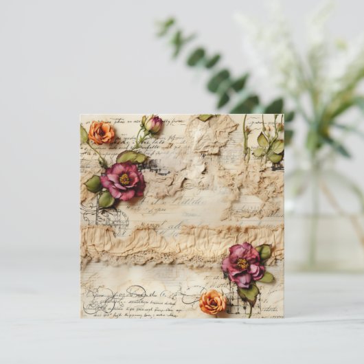 Oude Pergamenten Liefdesbrief met Bloemen (8) (Staand voorkant)