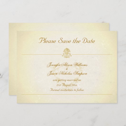 Oude Pergamentpapier Stijl Bewaar de Datum Save The Date (Voorkant / Achterkant)