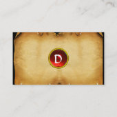 OUDE PERKAMENT, EDELGESTEENTE, MONOGRAM rood Visitekaartje (Achterkant)