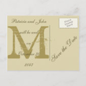 Oude Perkament, Gouden Monogram Huwelijk sparen de Aankondigingskaart (Achterkant)