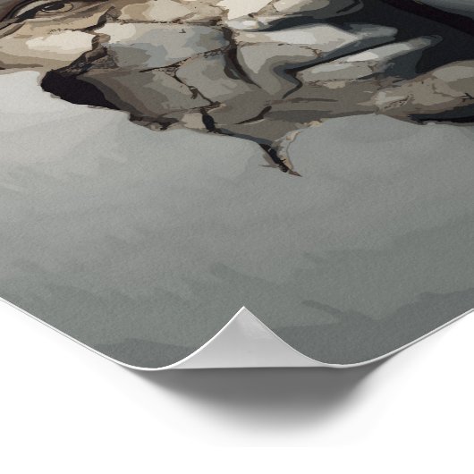 Oude persoon gezicht uitsteekt uit de oude pleiste poster (Hoek)