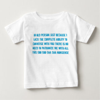 oude persoon spreekt baby kind's geen shirt