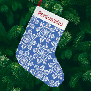 Oude Persoonlijke Blauwe Groene Witte Sneeuwvlokke Grote Kerstsok