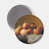 Oude Perziken Druiven Stilleven Schilderij Magneet (Voorkant / Achterkant)