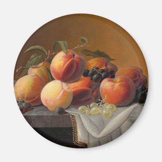 Oude Perziken Druiven Stilleven Schilderij Magneet (Voorkant)