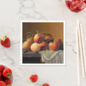 Oude Perziken Druiven Stilleven Schilderij Servet (Insitu)