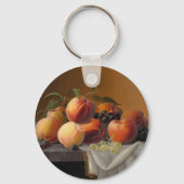 Oude Perziken Druiven Stilleven Schilderij Sleutelhanger (Achterkant)