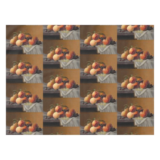 Oude Perziken Druiven Stilleven Schilderij Tafelkleed (Voorkant (Horizontaal))