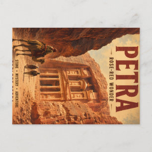 Oude Petra Roze-Rode Stad Architectonisch Wonder A Feestdagenkaart