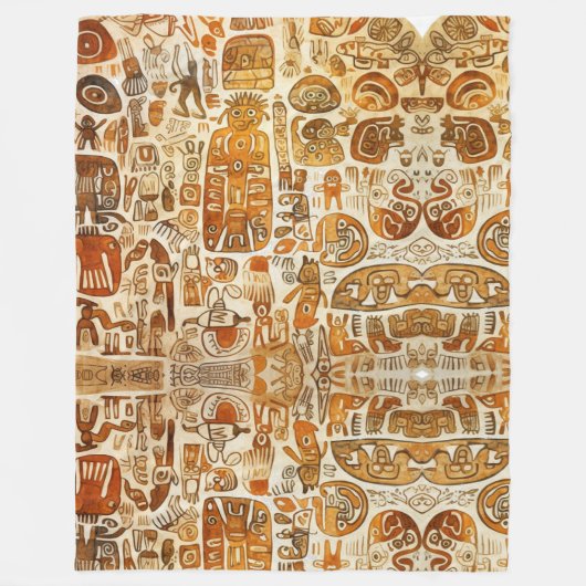 Oude Petroglyf Kunst Fleece Deken (Voorkant)