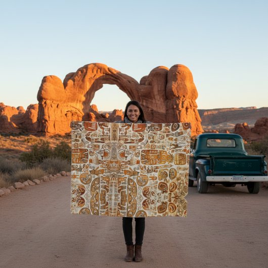 Oude Petroglyph kunst Fleece Deken