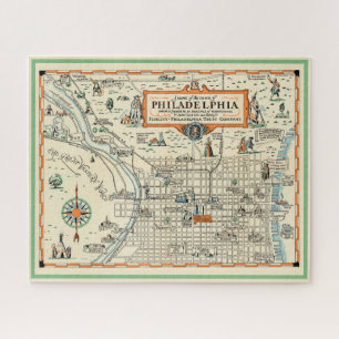 Oude Philadelphia 16x20 kaart Legpuzzel
