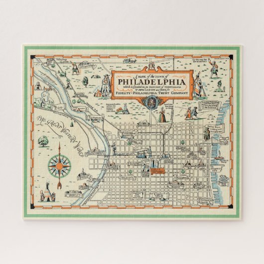 Oude Philadelphia 16x20 kaart Legpuzzel (Horizontaal)