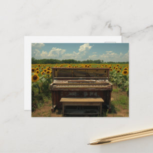 Oude Piano in Zonnebloemen Briefkaart
