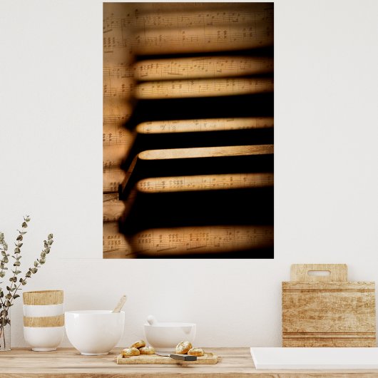 Oude pianosleutels en bladmuziek poster (Keuken)