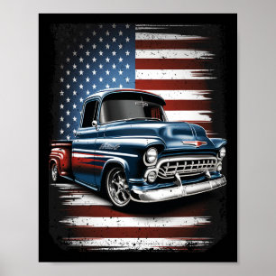 Oude Pick-up Truck Amerikaanse Vlag 4 juli Patriot Poster