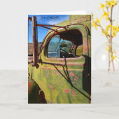 Oude Pick-up Truck Kaart (Gele Bloem)