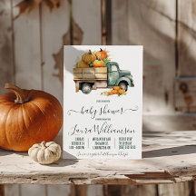 Oude Pick-up Truck met Pompoenen Baby Shower