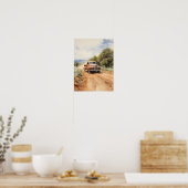 Oude  pick-up truck waterverf poster (Keuken)