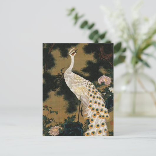 Oude pijnboom en pacock van Ito Jakuchu Briefkaart (Staand voorkant)