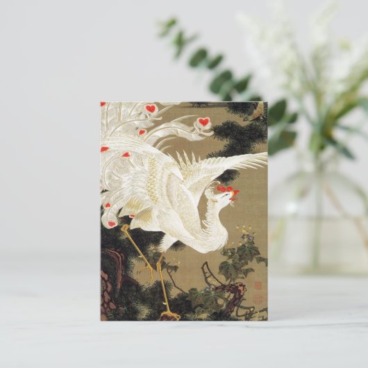 Oude pijnboom en witte Phoenix van Ito Jakuchu Briefkaart (Staand voorkant)