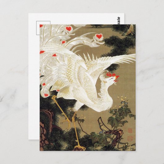 Oude pijnboom en witte Phoenix van Ito Jakuchu Briefkaart (Voorkant / Achterkant)