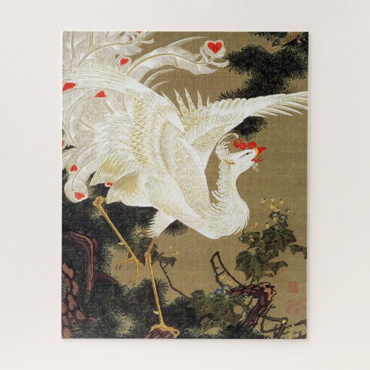 Oude pijnboom en witte Phoenix van Ito Jakuchu Legpuzzel (Verticaal)