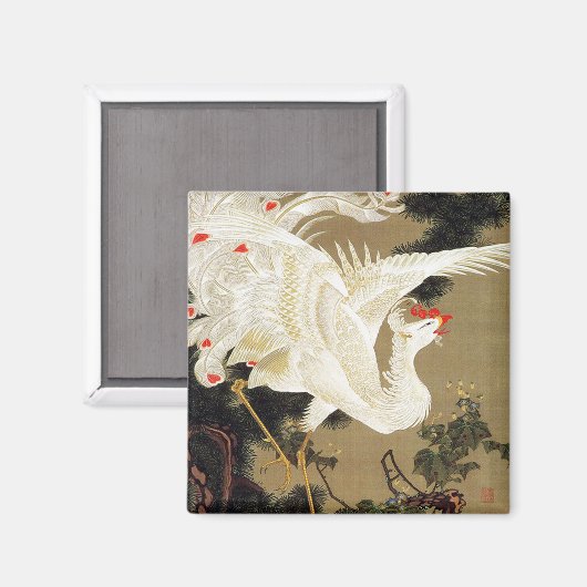 Oude pijnboom en witte Phoenix van Ito Jakuchu Magneet (Voorkant / Achterkant)