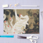 Oude pijnboom en witte Phoenix van Ito Jakuchu Tissuepapier (Craft)