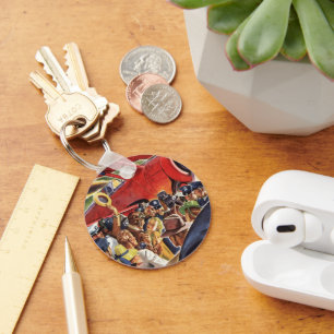 Oude Piloot met Paparazzi in Eénmotorige Vliegtuig Sleutelhanger