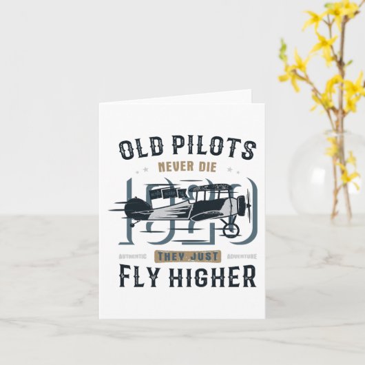 Oude piloten sterven nooit dubbeldekker vliegen qu kaart (Gele Bloem)