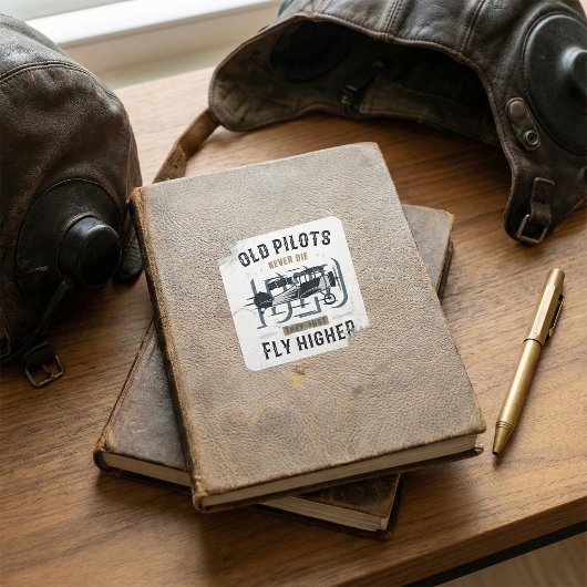 Oude piloten sterven nooit dubbeldekker vliegen qu vierkante sticker