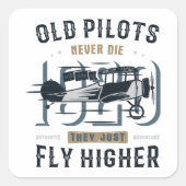 Oude piloten sterven nooit dubbeldekker vliegen qu vierkante sticker (Voorkant)