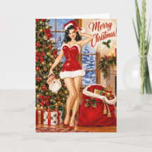 Oude Pin-up Kerstkaart