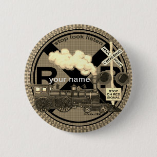 Oude pinknop voor trein ronde button 5,7 cm