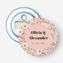 Oude Pioen Bloei Patroon Button Flesopener