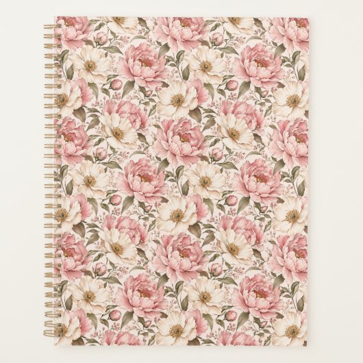 Oude Pioen Bloeiend Patroon Planner (Voorkant)