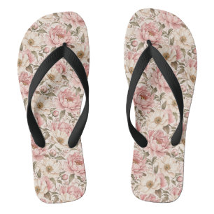 Oude Pioen Bloeiend Patroon Teenslippers