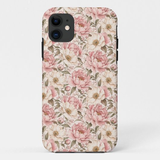 Oude Pioenbloem Patronen Case-Mate iPhone Case (Achterkant)
