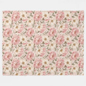 Oude Pioenbloem Patronen Fleece Deken (Voorkant (Horizontaal))